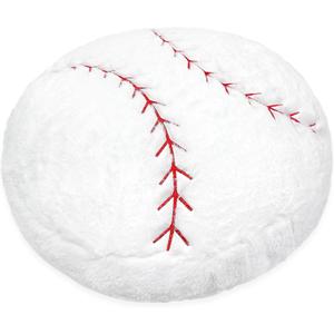 OurHonor Baseball Plush, 18 inch Baseball Pillow Soft Fluffy Football Stuffed Plushies Toy Comfortable Cushion Room Decorations Party Gift for Boy & Girls