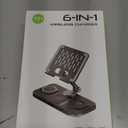 6 in 1 Wireless Charger for Apple Device, 30W Foldable Wired Charging for ipad with Clock & 7 Color Ambient Light, Nightstand Charger Station for iPhone 17/16/15/iWatch Series/AirPods 4/Pro 3(Black)