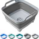 Tiawudi Dishpan for Washing Dishes, 2.4Gal/9L Wash Basin with Draining Plug Carry Handles, Collapsible Bucket for Cleaning, Portable Sink, Foldable Plastic Tub, 1PC