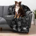 PetAmi Waterproof Dog Blanket for Couch, Bed & Furniture,Reversible Sherpa & Faux Fur Pet Blanket, Leakproof Blanket for Dog Cat, Soft Washable Couch Protector Calming Throw (40x60, Tie-Dye Black)
