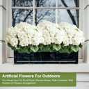 Artificial Geraniums Flowers for Outdoors, 4 Bundles Fake Silk Flowers, UV Resistant, White, for Home Gardens Planter Patio Balcony Table Spring Decor
