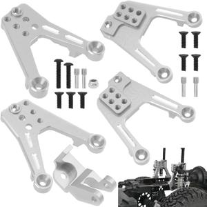 ShareGoo 4PCS Aluminum Front Rear Shock Tower Shock Hoops Bracket Mount Compatible with Axial SCX10 II 90046 90047 1/10 Scale Crawler Upgrade Part (Silver)