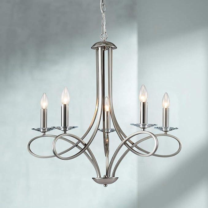 Saint Mossi 5-Lights Nickel Plated Modern Chandelier Light Fixture, Modern Pendant Light Fixture Contemporary Chandelier for Bedroom, Living Room, Dining Room,H17 xD27,Chain Adjustable