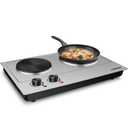 CUSIMAX 1800W Double Hot Plate, Stainless Steel Radiant Countertop Burner Portable Electric Double Burners Electric Cast Iron Hot Plates Cooktop, Cmhp-C180