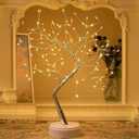 Hwylizg Fairy Light Spirit Tree, 20" Tabletop Bonsai 108 LED Tree Light, USB or Battery Powered, Touch Sensor Switches, DIY Artificial Tree Lamp for Bedroom Desktop Christmas Room Decor (Warm White)