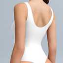 Women's Double-Lined Deep V Neck Bodysuit - Backless Sexy Sleeveless Thong Body Suits Tank Tops (Non-See Through) (L)