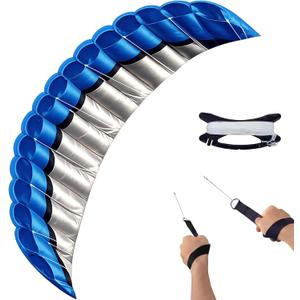 2.5m Dual Line Stunt Parafoil Kites with Flying Tool Power Sports Kite Outdoor for Beach Open Space Outdoor Places, Blue
