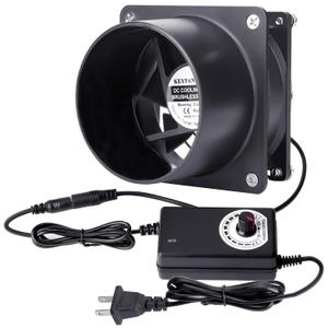 Small Axial Exhaust Fan, 80mm 12V DC Fan with AC Plug Dual Ball Bearings Air Exhaust Fume Smoke Extractor Fan Kit for DIY Soldering, 3D Printer Enclosure