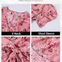 Womens Wrap V Neck Short Sleeve Dress 2025 Summer Floral Boho Dress Ruffle A Line Flowy High Low Midi Dresses (Pink, S)