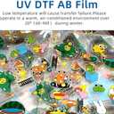 100M A3 12in328ft UV DTF A B Film for UV DTF Sticker Printer Directly Print On Sticker 1 Roll Clear Backing 100M A Films + 1 Roll 100M B Films