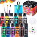 JOYIN 12PCS Washable Kids Tempera Paint Set (2 oz Each), 6 Brushes, 2 Palette & 1 Stretchable Washing Bucket, Non-Toxic Kids Liquid Paint for Arts and Crafts Project, Finger Painting, Hobby Painters