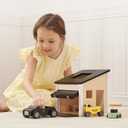 OOOK Wooden Dollhouse Garage Set Includes Workbench, Lawn Mower, Bicycle and Car, Dollhouse Furniture & Accessories for Kids