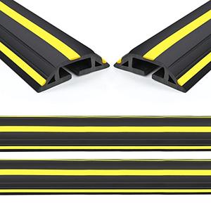 Eapele 10 ft Floor Cable Cover Protector, Heavy Duty PVC Duct Easy to Unroll, Prevent Trip Hazard for Outdoor Settings (2pcs)