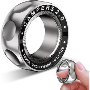 Upgrade Fidget Spinner for Stress Relief,Magnetic Fidget Spinner Rings with Rotating Sounds/Anti-Slip,Stainless Steel Ring Toy Stress Anxiety ADHD Relief Tool, Gifts for Adults and Teens (Silver)