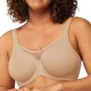 HSIA Minimizer Bras for Women Plus Size, Full Coverage Coolcomfort T Shirt Unlined Bra with Underwire for Heavy Breast (Beige)