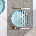 LEXMORE Placemats Set of 6 Vinyl/Plastic Woven Place Mats for Kitchen Table Indoor/Outdoor Washable Placemat Wipeable Dining Table Mats(A-Cappuccino)