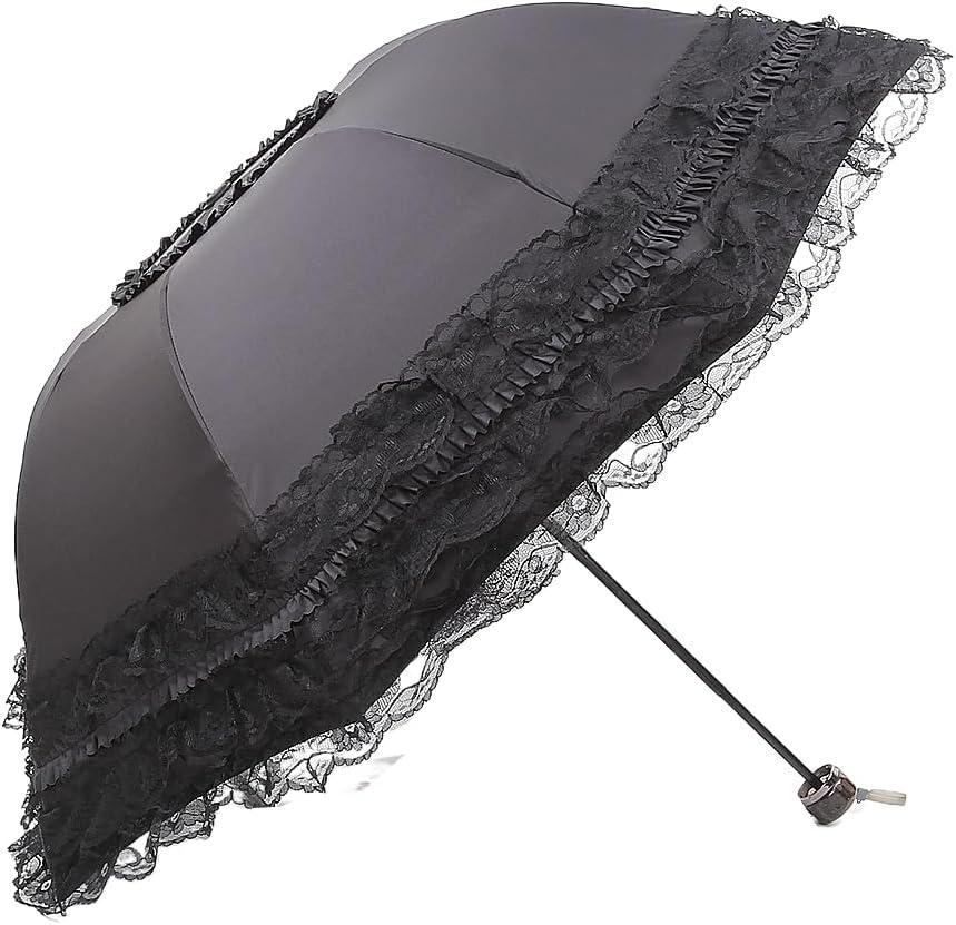 Vintage Parasol Gothic Umbrella, Folding Lace Parasol Princess Lace Parasol Umbrella UV Protection Umbrella,for Cosplay Party Decoration