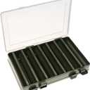 OriGlam Double Sided 14 Compartments Fishing Tackle Boxes Fishing Lure Box Organizer, Fishing Bait Tackle Storage Case, Container Box for Jewelry Beads Earring Hook (Green)