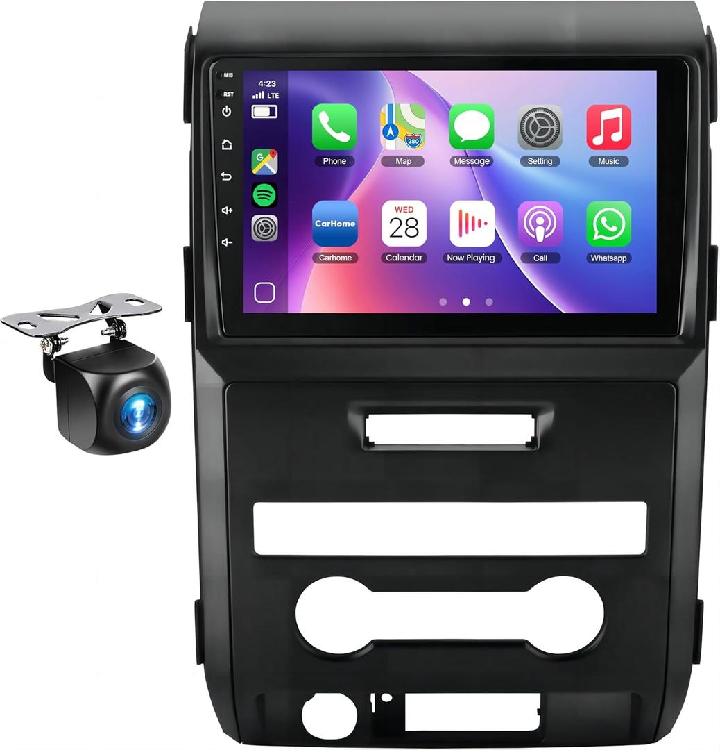 Car Stereo for Ford F150 2009-2012[8Core 4+64G] Wireless Carplay Android Auto,9" IPS Radio,Android/GPS WiFi/32EQ DSP/59UI/Bluetooth5.0/SWC/Backup Camera Car Radio for F150 F-150