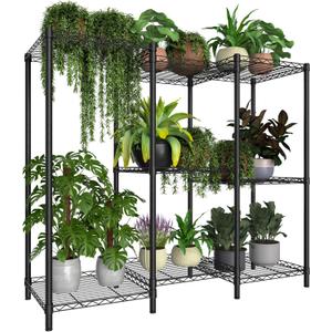 Xiofio 8-Tier Plant Stand for Indoor Outdoor,Multiple Plants Plant Rack,Adjustable Plant Stand Suitable for Bedroom Living Room Balcony Garden,Black