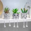 2 PCS Cute Artificial Plants Office Decor for Women and Men, Small Fake Plants Decor for Bedroom and Bathroom, Lovely Faux Succulent Desk Decor for Office and Home