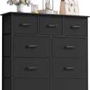 PayLessHere Fabric Dresser,Wide Chest of Drawers Storage Unit with Metal Frame and Wood Top,Organizer for Bedroom,Living Room,Entryway (9-Drawer, Black)