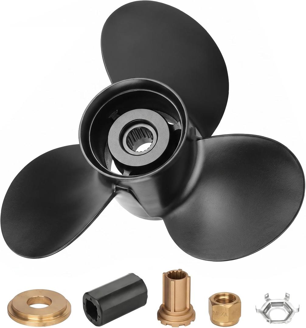 15 1/4 x 15 Pitch 48-78116A45 Aluminum Outboard Boat Propeller for Mercury Engines 135-300HP/Mercruiser Alpha Bravo One,15 Spline Tooth,Hub Kits Included,RH ﻿