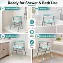 Shower Chair, Shower Chair for Elderly & Disabled, Heavy Duty Bath Stool with Arms and Back, Adjustable Height, Non-Slip Shower Bench Seat, Safe Foldable Bath Assist for Seniors Inside Bathtub Shower