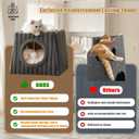 Cat Beds for Indoor, Large Cat House with Fluffy Balls and Scratch Pads, Machine Wash Cat Cave Apartment, Suitable for Multiple Cats, Small Kitten Bed (Deep Grey, Large)