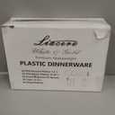 Liacere 175PCS White and Gold Plastic Plates - Gold Plate Include 50Plastic Plates, 25Forks, 25Spoons, 25Knives, 25Napkins, 25Champagne Flutes Plastic for Party & Wedding & Christmas & New Year