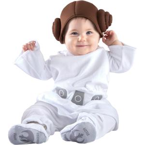Star Wars Princess Leia Official Infant Deluxe Costume - Premium Printed Jumpsuit with Attached Booties and Cap 6-12M
