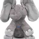 Dimple Emery Peek A Boo Elephant Toy, Interactive Singing Stuffed Elephant Plush with Moving Ears, Musical Stuffed Animal for Babies and Toddlers, Adorable Baby Toy - Adorable Gift for Grandchild