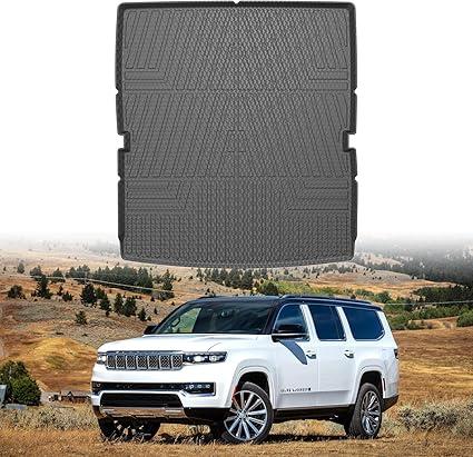 Mixsuper Cargo Liner for Jeep Wagoneer/Jeep Grand Wagoneer 2022 2023 2024 2025, All Weather Cargo Mat Rear Trunk Liner Behind The 2nd Row Seats Black