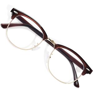 OPTOFENDY Reading Glasses for Women Men, Half Frame Retro Semi Rimless Blue Light Blocking Computer Readers, Clear Lens (Brown)