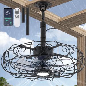 Waterproof Gazebo Fan 20" Smart Outdoor Ceiling Fans with Light