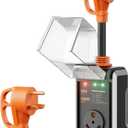 RV Surge Protector 30 amp, 2026 Upgraded 13000J Surge Protection RV Circuit Analyzer 30 amp RV Surge Protector with Waterproof Cover, RV Adapter Plug for Camper, Travel Trailers (BLack-Sliver)