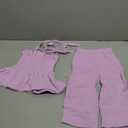 Toddler Girl Summer Clothes Solid Color Sweet Camisole Ruffle 2-Piece Infant Cotton Linen Pants Set 9-12M