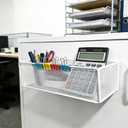 Magnetic Basket Organizer Holder for FridgeMagnetic Shelf for Washing Machine Magnetic Mesh Basket, White Rectangular Steel Shelf Organizer, 10.43 x 4.92 x 3.15 Inches (White, 2 pack)