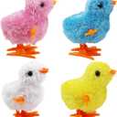 4PCS Chick Plush Wind Up Toys, Novelty Baby Chick Toys - Wind Up Easter for Kids and Toddlers Ages 1-3, Chicken for Easter Basket Stuffers, Party Favors - Animals Plush Clockwork (Four Colors)