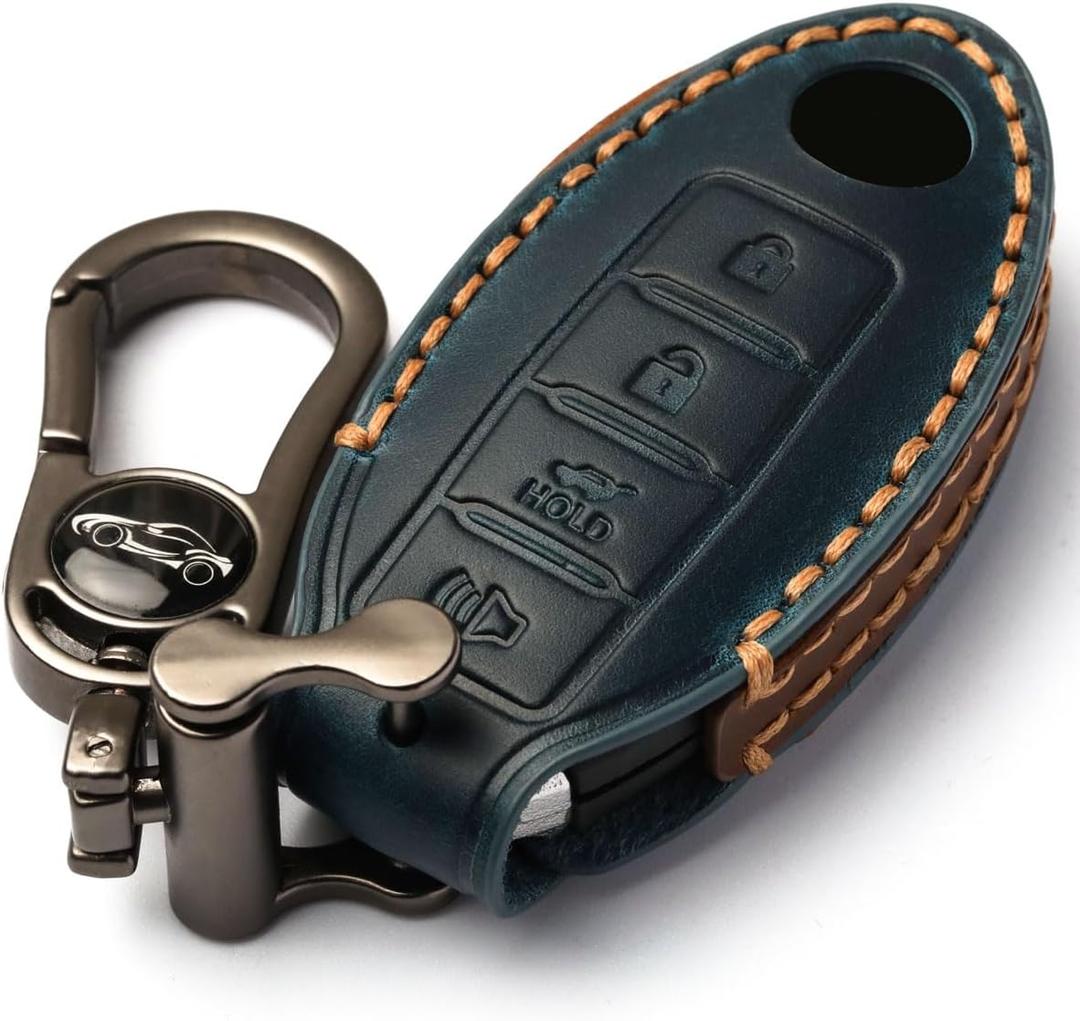 Car Key Fob Cover, Soft Full Protection Key Case Shell Compatible with Nissan X-Trail Rogue Altima Quest Pathfinder Sentra Patrol CIMA Fuga Armada Teana Murano etc (B-Blue)