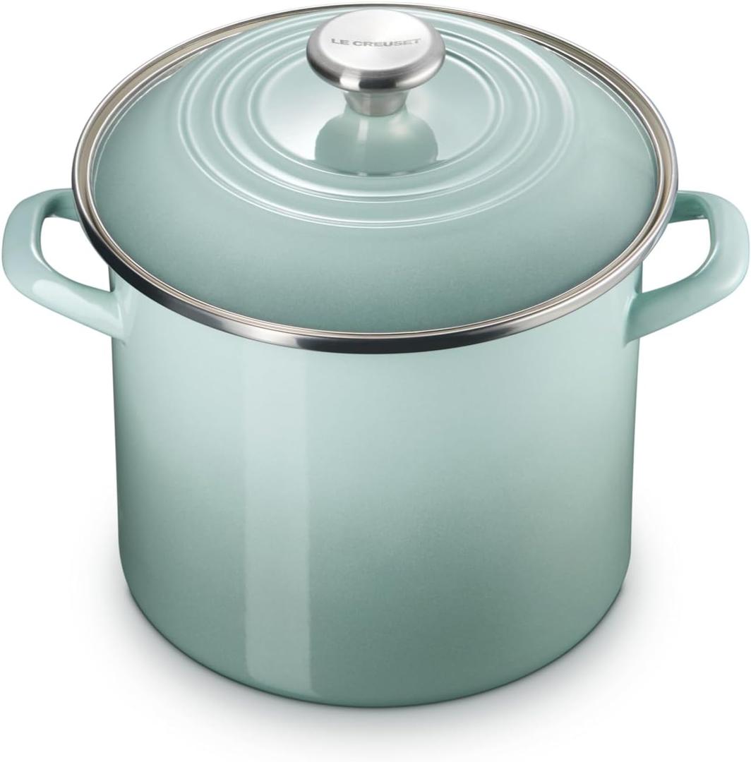 Le Creuset Enamel on Steel Traditional Stockpot, 8 qt., Sea Salt with Stainless Steel Knob