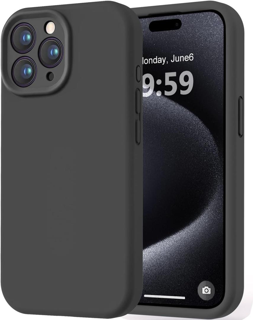 LOVE 3000 Designed for iPhone 15 Pro Max Case, Premium Silicone with [Soft Anti-Scratch Microfiber Lining] Shockproof Protective Phone Case for Men Women Girls 6.7", Black