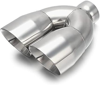 Exhaust Y Pipe 2.5" Inlet, A-KARCK Stainless Steel 3.5" Outlet 9.5" Long Y Pipe Withstands High Temperatures