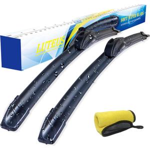 Windshield Wipers, 22" + 22'' Wiper Blades, OEM Quality, LUTEUS Premium All- Seasons for Replacement Windshield Wiper Blades (Set of 2), With Extra 1PC Premium Microfiber Towels