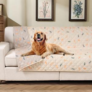 Reversible Dog Bed Cover with Waterproof Lining, Water Resistant Slipcover Furniture Protector and Pet Blanket, Washable Couch Cover for Kids, Dogs, Pets.(Beige/Light Beige,52"x82")