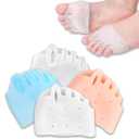 Silicone Toe Separators 4 Pack, 4 Colors, Toe Spacers for Bunion Relief & Toe Straightening Soft Breathable Toe Corrector for Women Men Ultra-Thin Design for Yoga Running Travel (Four Colors-4PCS)