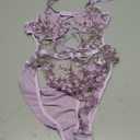 Women's Lace Up Front Floral Embroidered Teddy Lingerie Bodysuit Sexy Top Boudoir Outfit One Piece, XXL