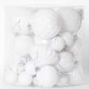 Senjie 36pcs Shatterproof Multi-Size Multi-Style White Christmas Ornaments