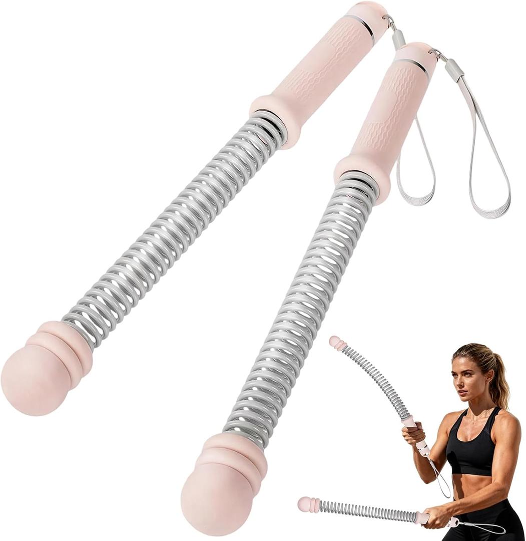 Ropeless Battle Ropes, 2 Pack Portable Cordless Battle Ropes for HIIT & Cardio Full-Body Workout Tool with Non-Slip Spiral Handles, Travel-Friendly Home Gym Equipment for Women
