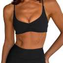 LASLULU Womens Sports Bra Sexy Spaghetti Strap Backless Bra Workout Gym Yoga Bras Tops Padded Sport Bras, M